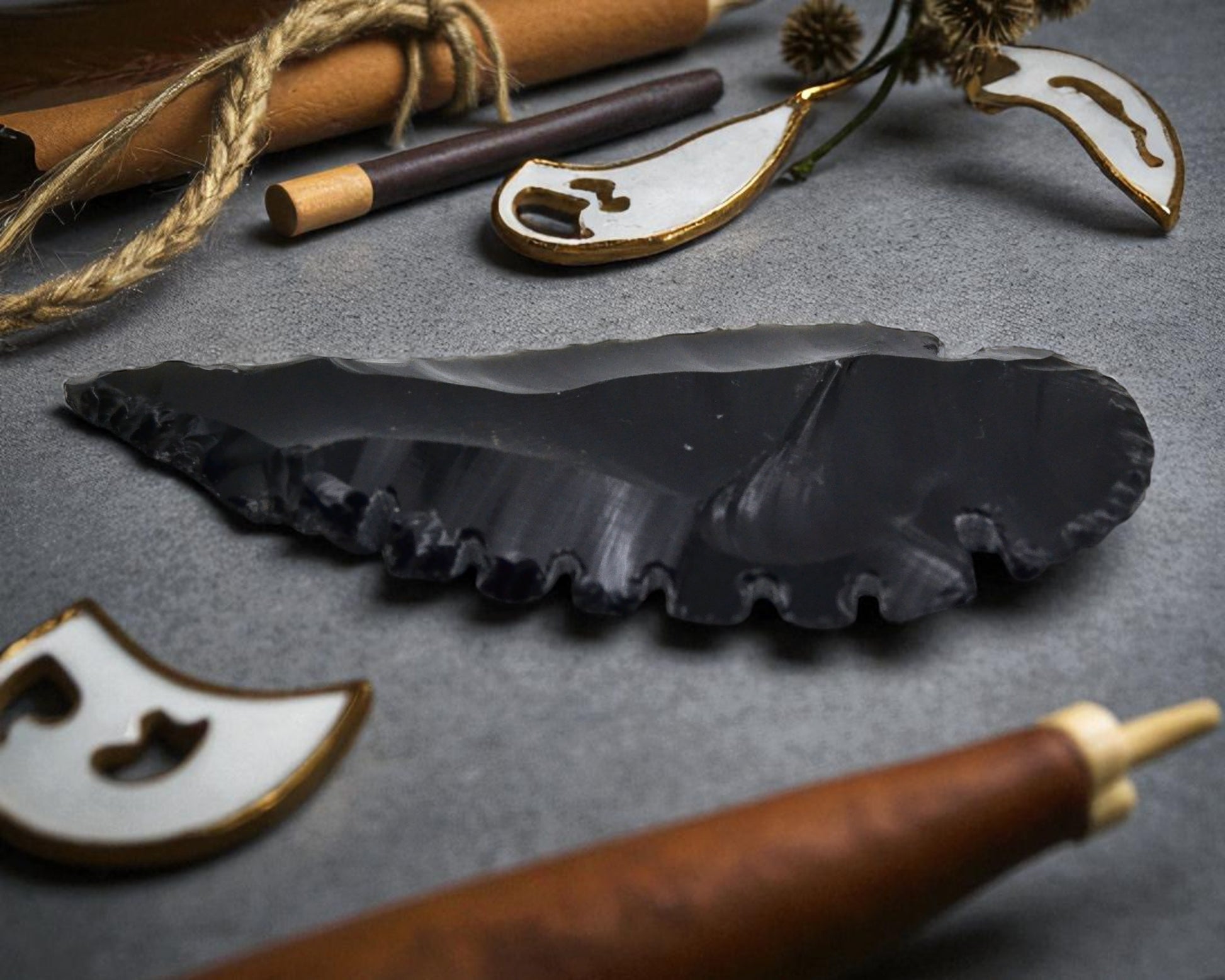 Hand-Carved Black Obsidian Totem