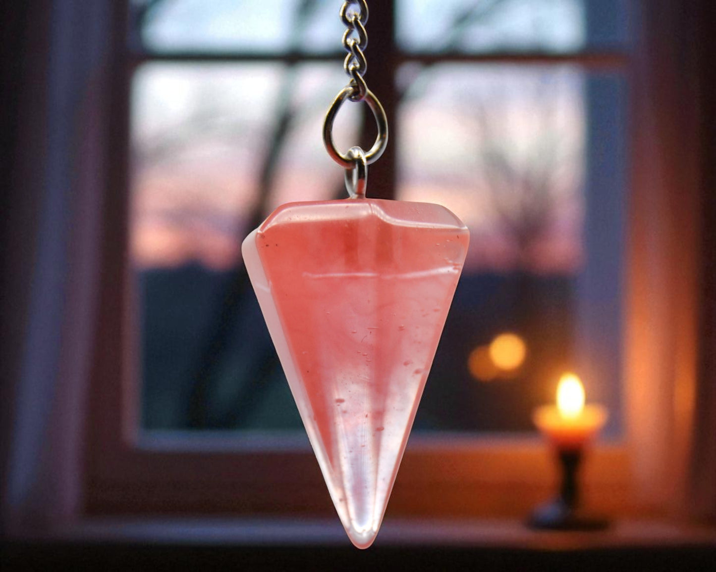 Wayfinder’s Pendulum – Strawberry Quartz